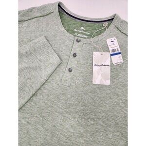 NWT Tommy Bahama Islandzone Fray Day Harbor Henley Men's 1XLB Green Heather L/S‎